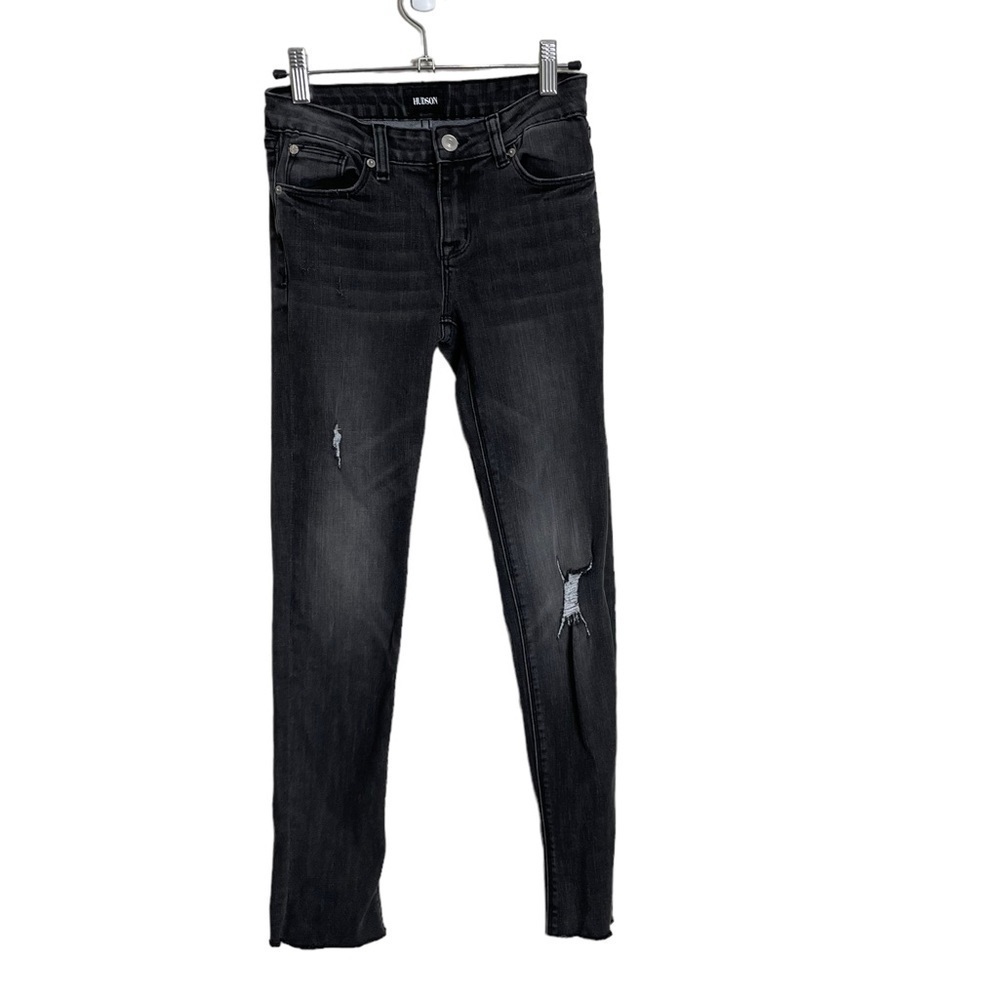 Hudson Girls Black Lightly Distressed Jeans 14